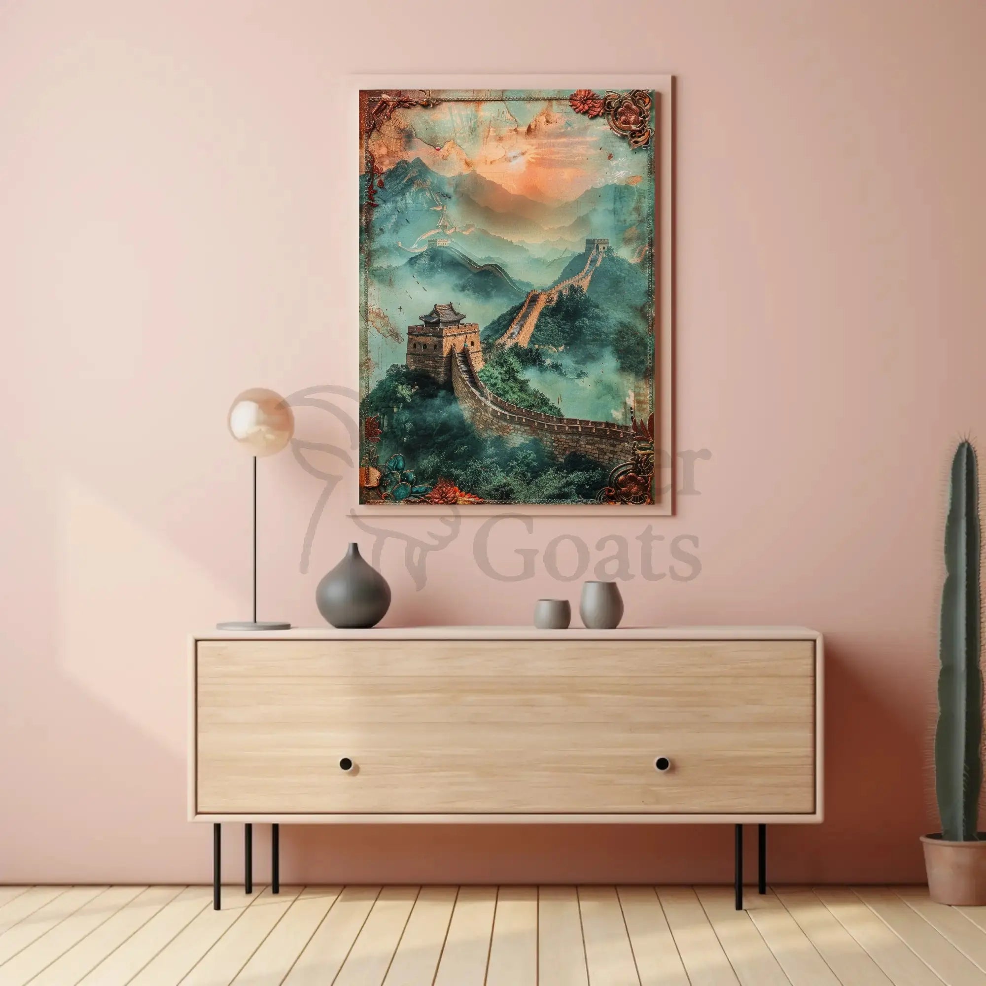 Great Wall of China Sunset Cultural Poster PosterGoat