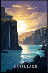 Greenland Serenity: Tranquil Fjord Travel Poster PosterGoat