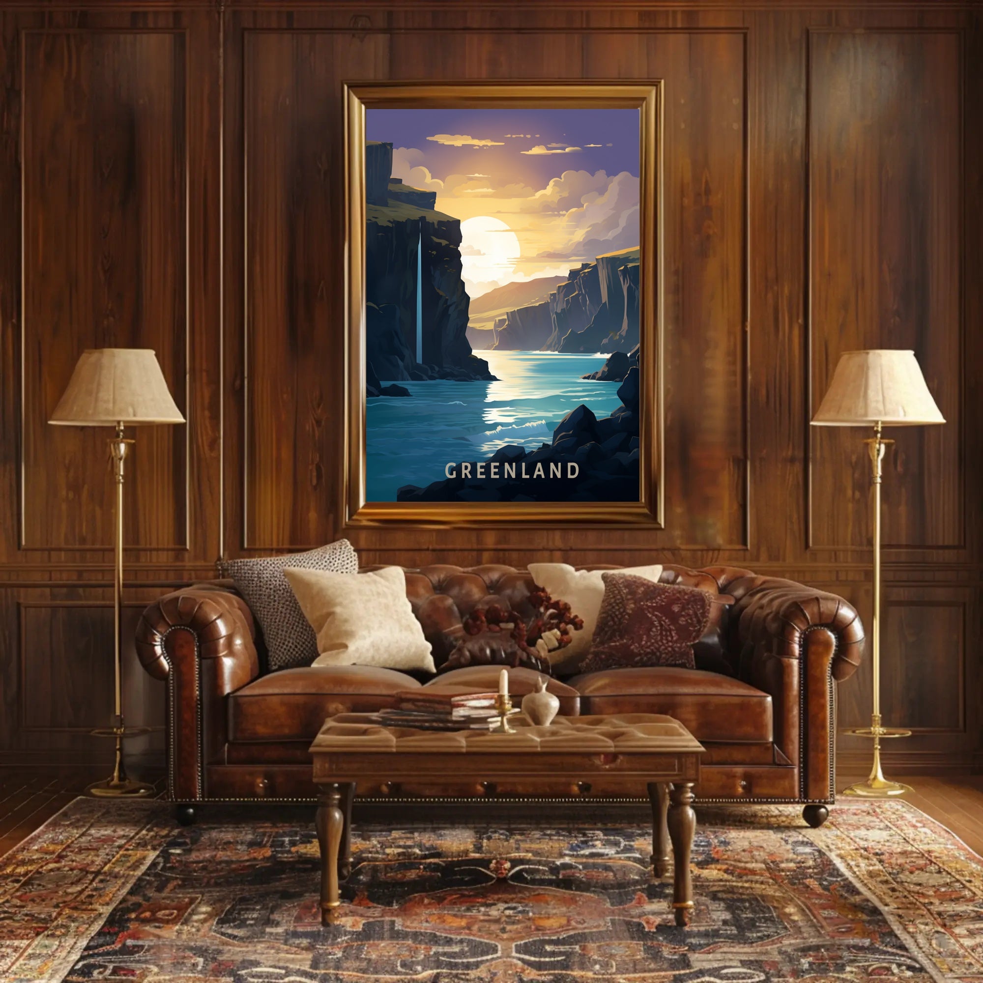 Greenland Serenity: Tranquil Fjord Travel Poster PosterGoat