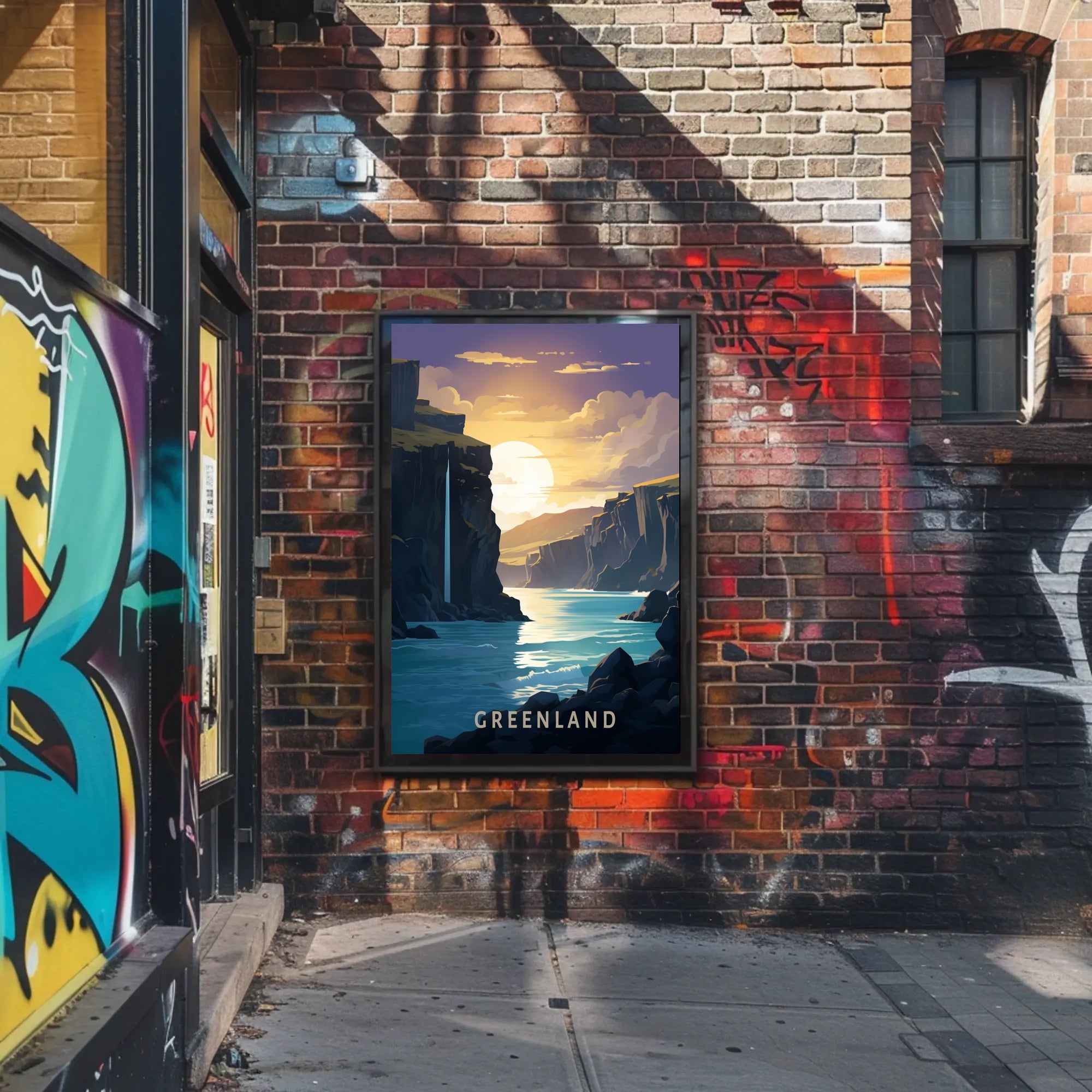 Greenland Serenity: Tranquil Fjord Travel Poster PosterGoat