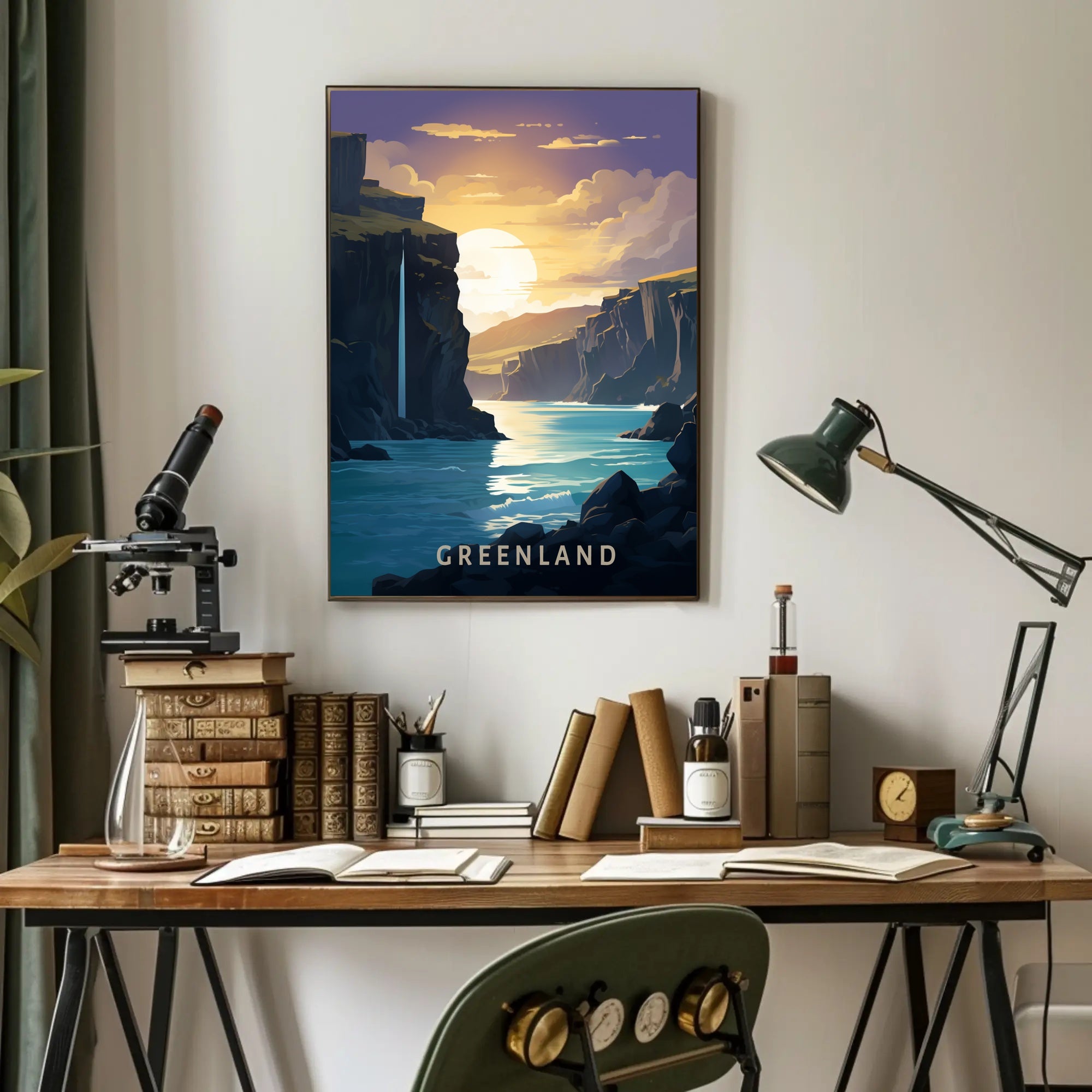 Greenland Serenity: Tranquil Fjord Travel Poster PosterGoat