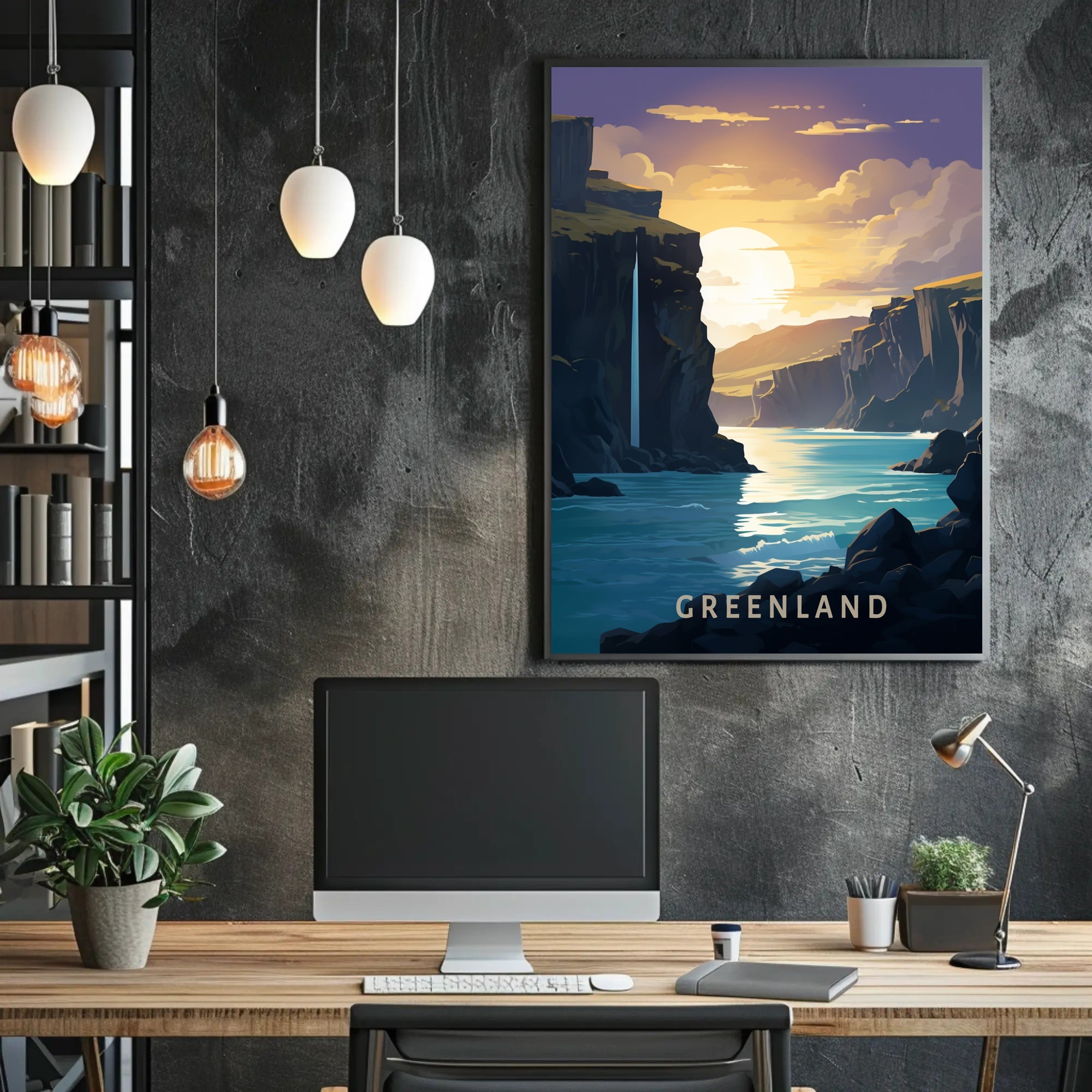 Greenland Serenity: Tranquil Fjord Travel Poster PosterGoat