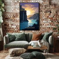 Greenland Serenity: Tranquil Fjord Travel Poster PosterGoat