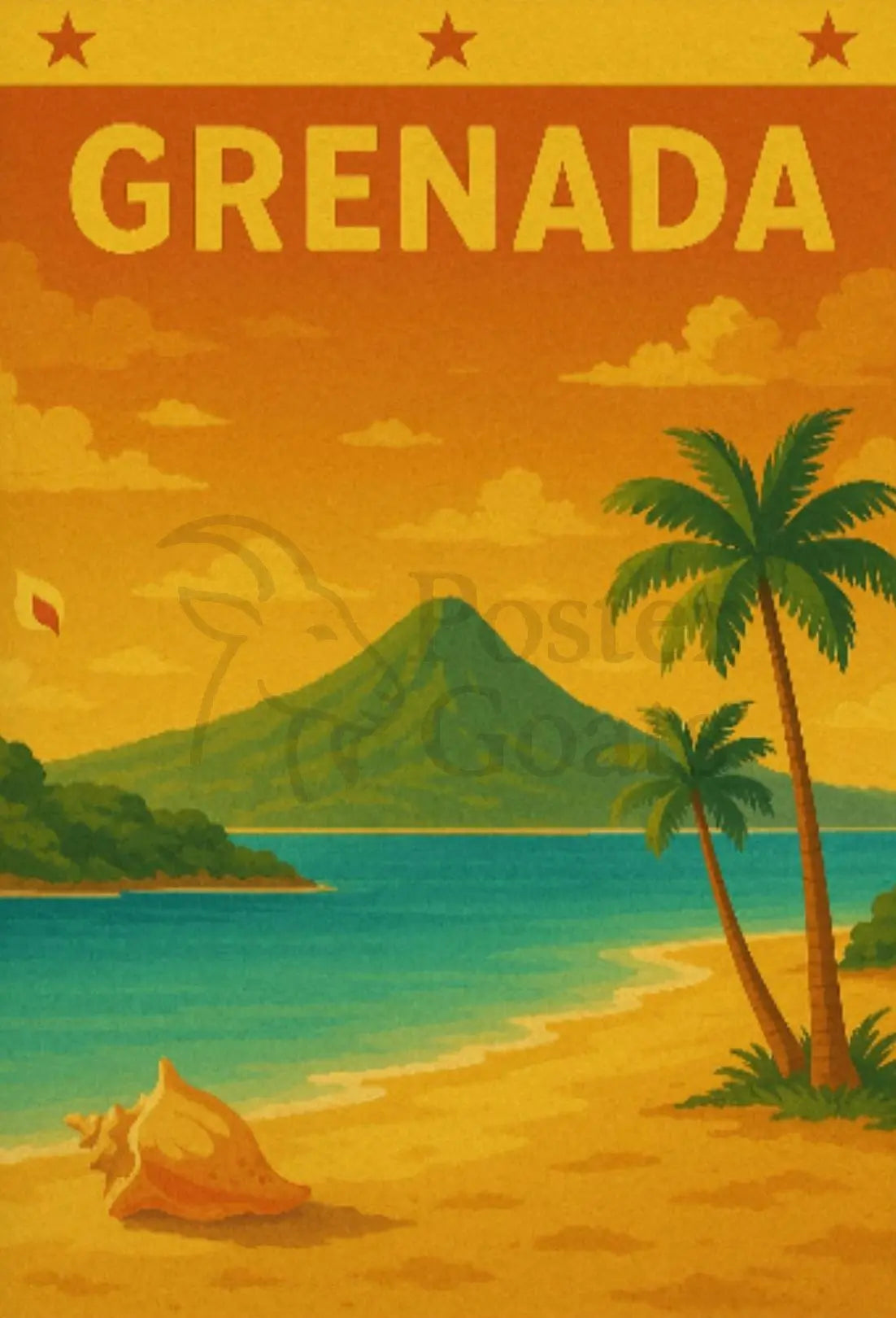 Grenada Tropical Beach Vintage Travel Destination Poster PosterGoat