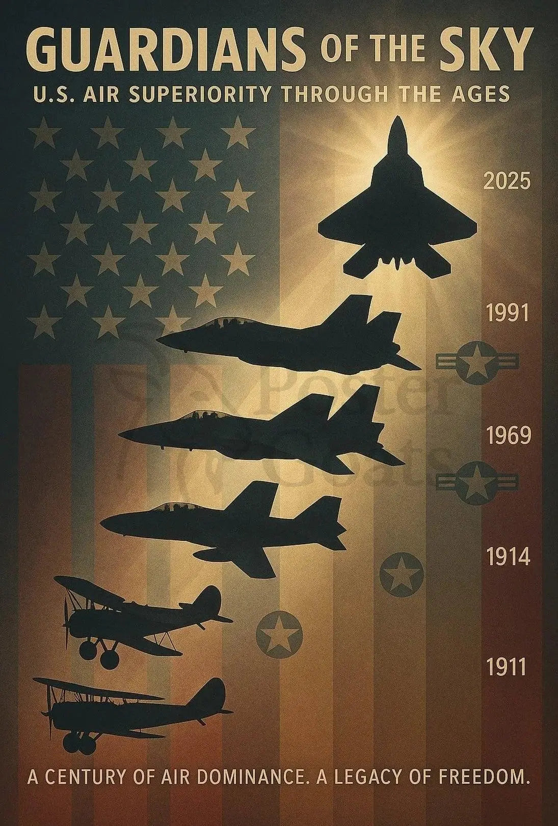 Guardians of the Sky: Aviation History Propaganda Poster PosterGoat