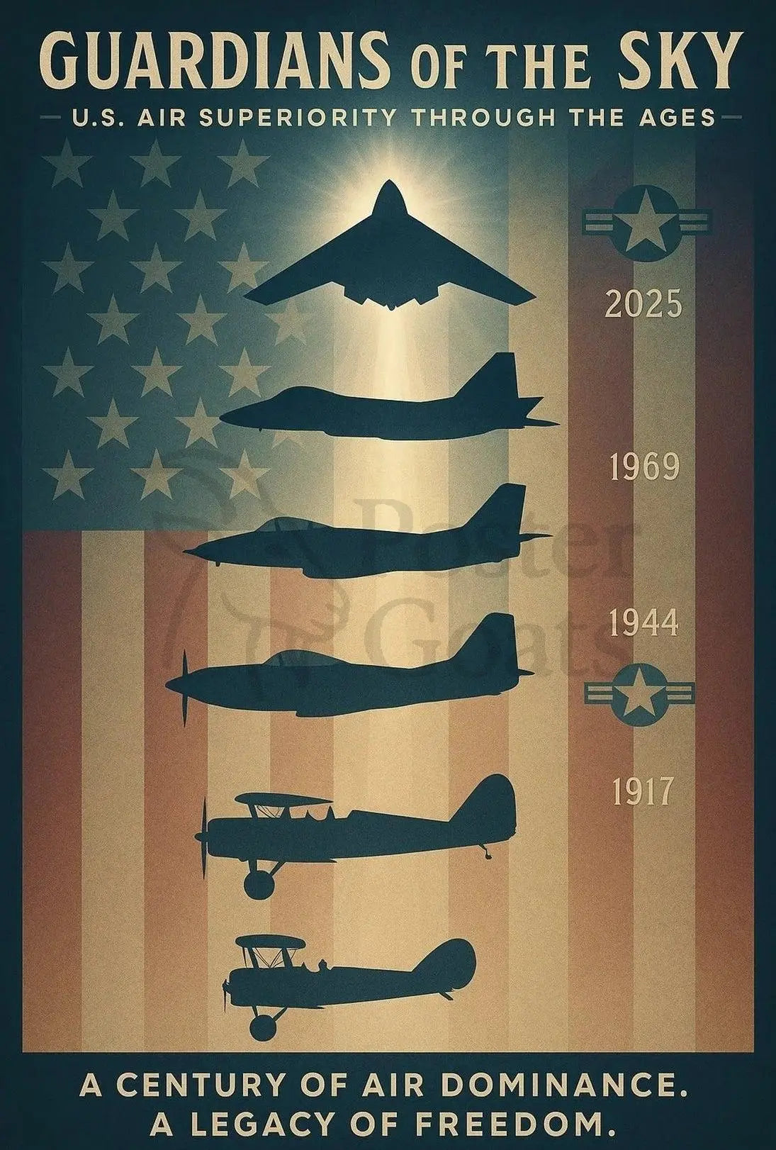 Guardians of the Sky: Evolution of U.S. Aircraft Poster PosterGoat