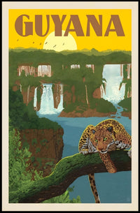Guyana Tropical Landscape Vintage Travel Adventure Poster PosterGoat