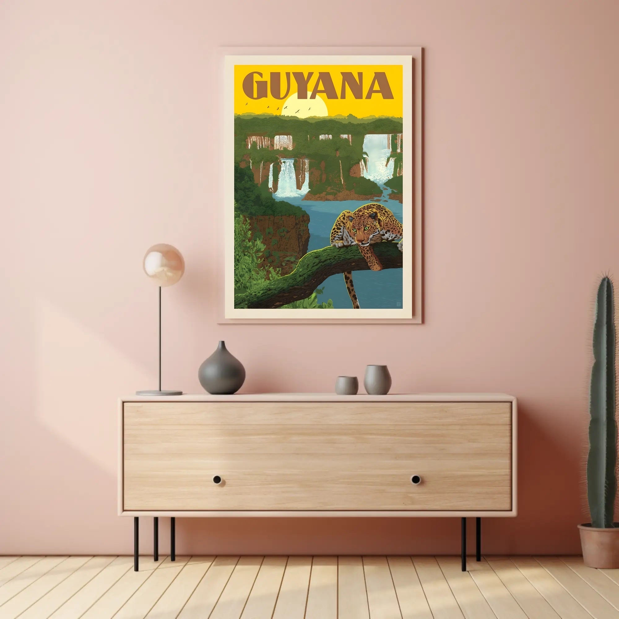 Guyana Tropical Landscape Vintage Travel Adventure Poster PosterGoat