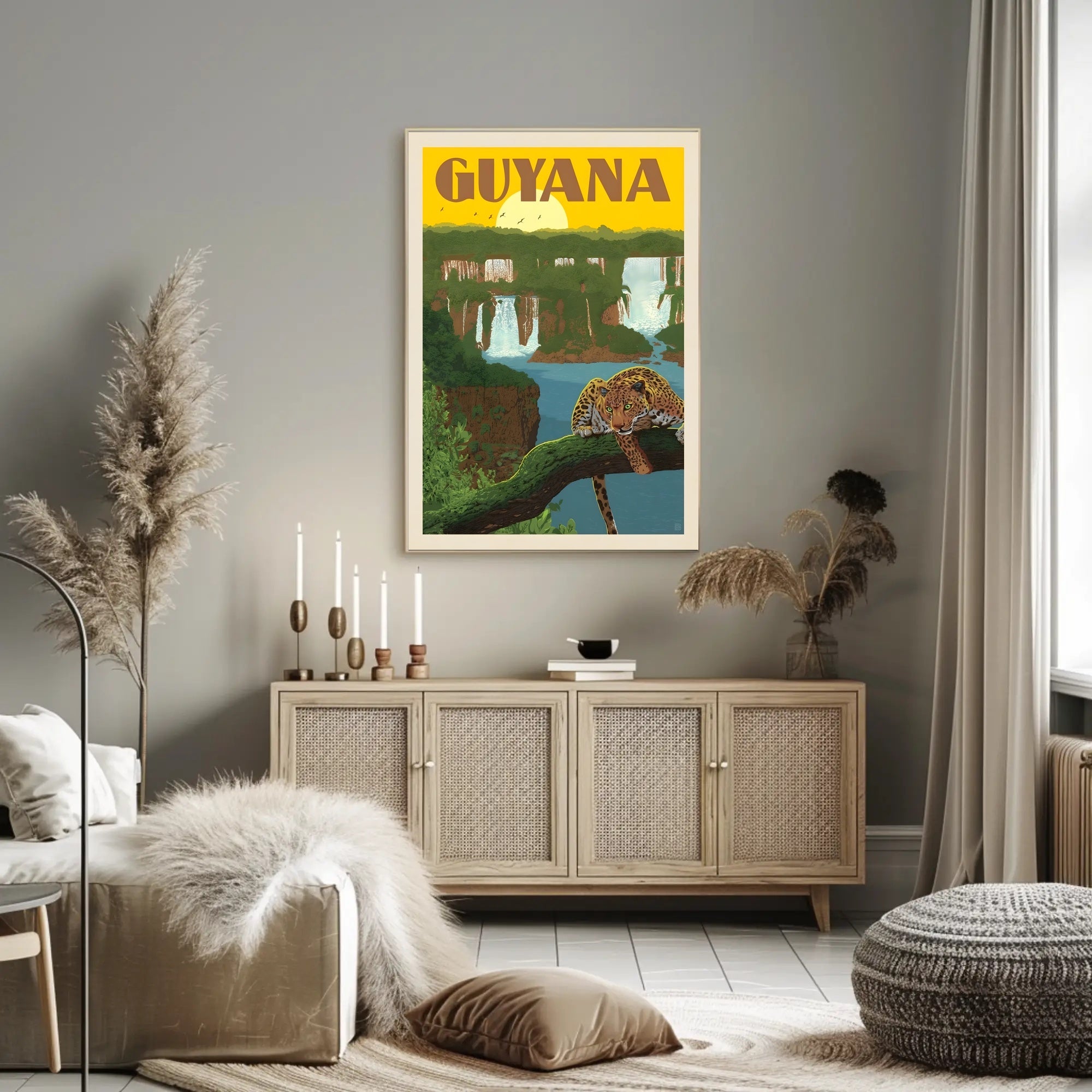Guyana Tropical Landscape Vintage Travel Adventure Poster PosterGoat
