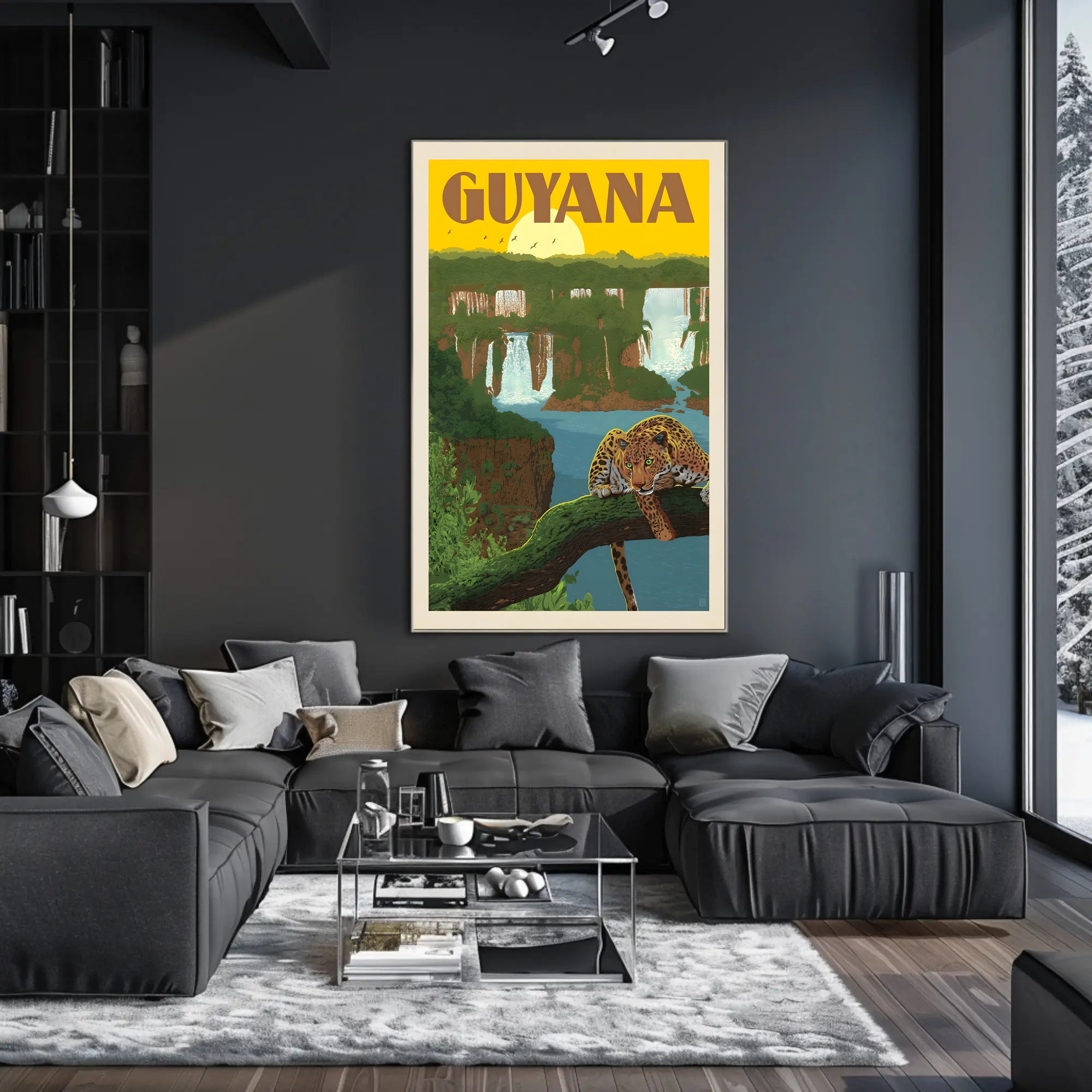 Guyana Tropical Landscape Vintage Travel Adventure Poster PosterGoat