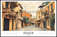 Hanoi Street Scene in Vintage Travel Art Poster PosterGoat
