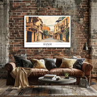 Hanoi Street Scene in Vintage Travel Art Poster PosterGoat