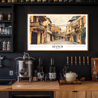 Hanoi Street Scene in Vintage Travel Art Poster PosterGoat