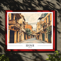 Hanoi Street Scene in Vintage Travel Art Poster PosterGoat
