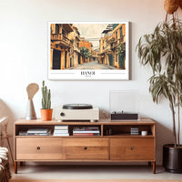 Hanoi Street Scene in Vintage Travel Art Poster PosterGoat