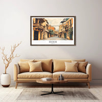 Hanoi Street Scene in Vintage Travel Art Poster PosterGoat