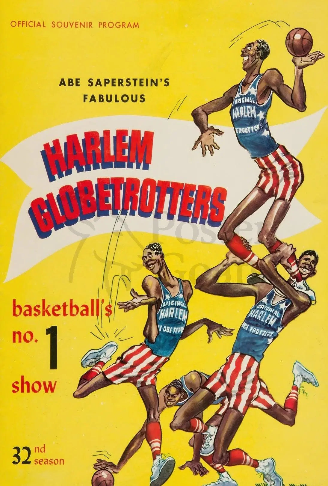 Harlem Globetrotters Retro Basketball Show Vintage Sports Poster PosterGoat