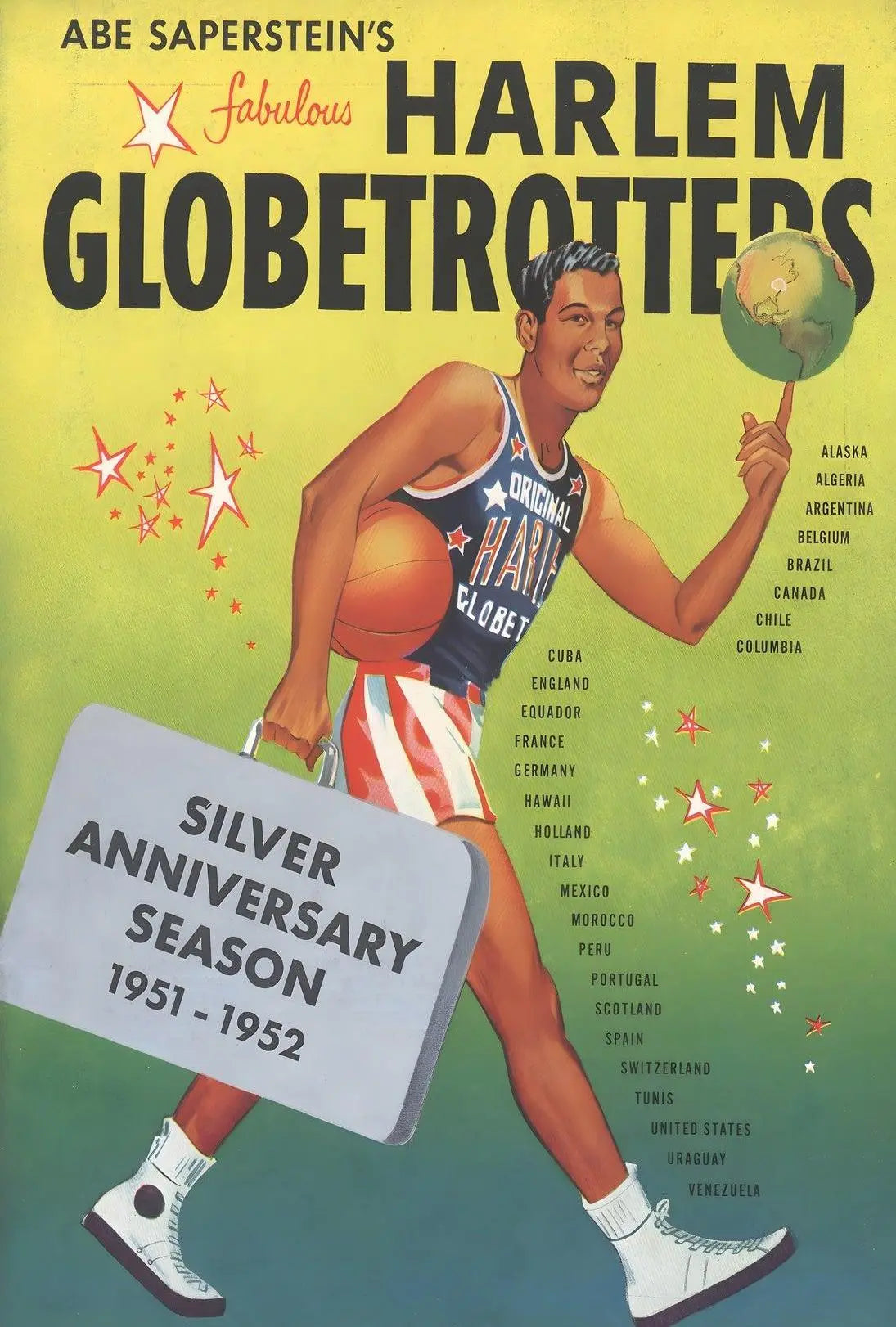 Harlem Globetrotters Silver Anniversary Sports Poster PosterGoat