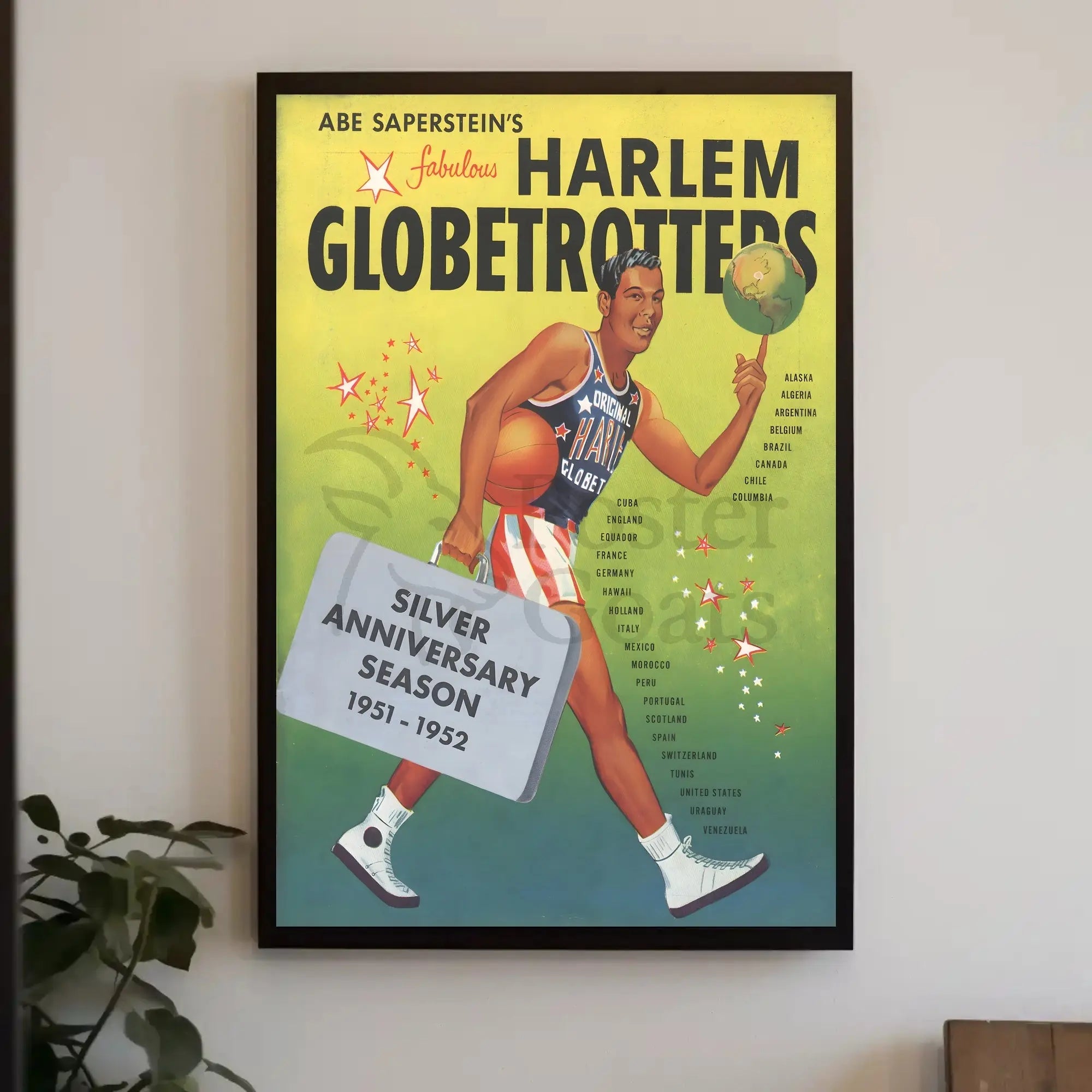 Harlem Globetrotters Silver Anniversary Sports Poster PosterGoat
