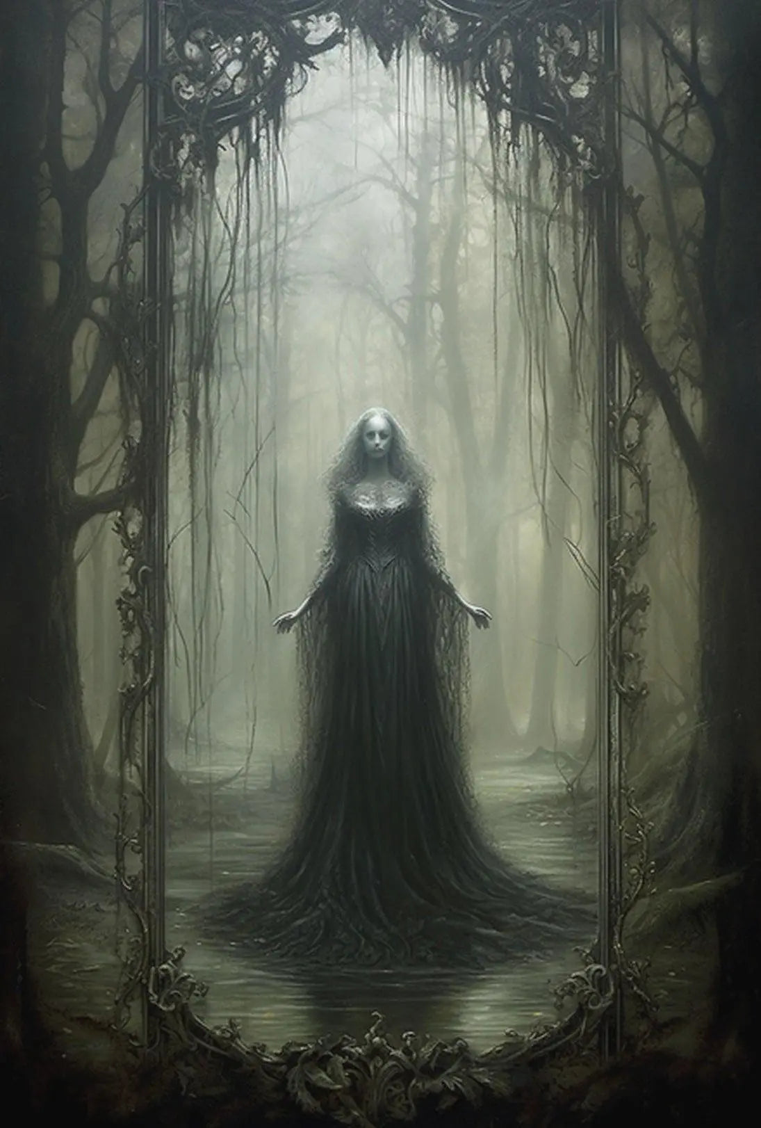 Haunting Gothic Fantasy Woman Forest Artistic Poster PosterGoat