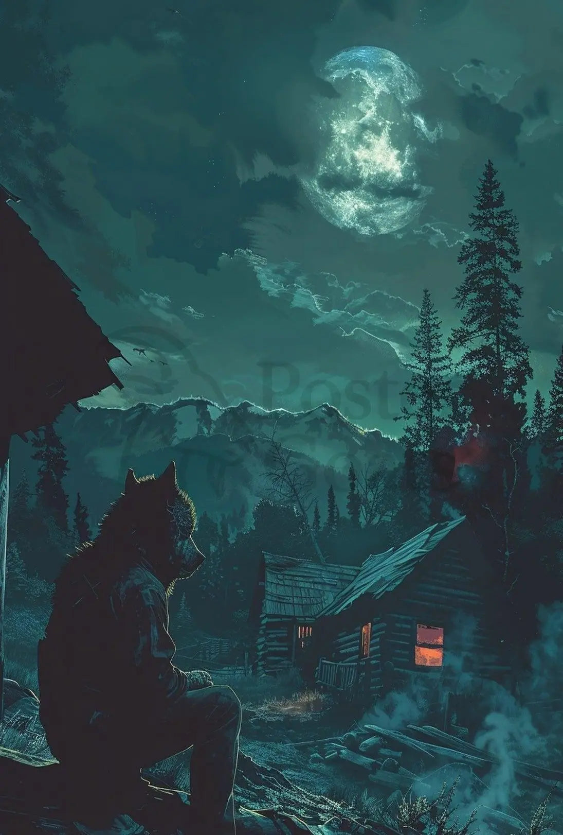 Haunting Wilderness Fusion: Animal and Nature Artistic Poster PosterGoat