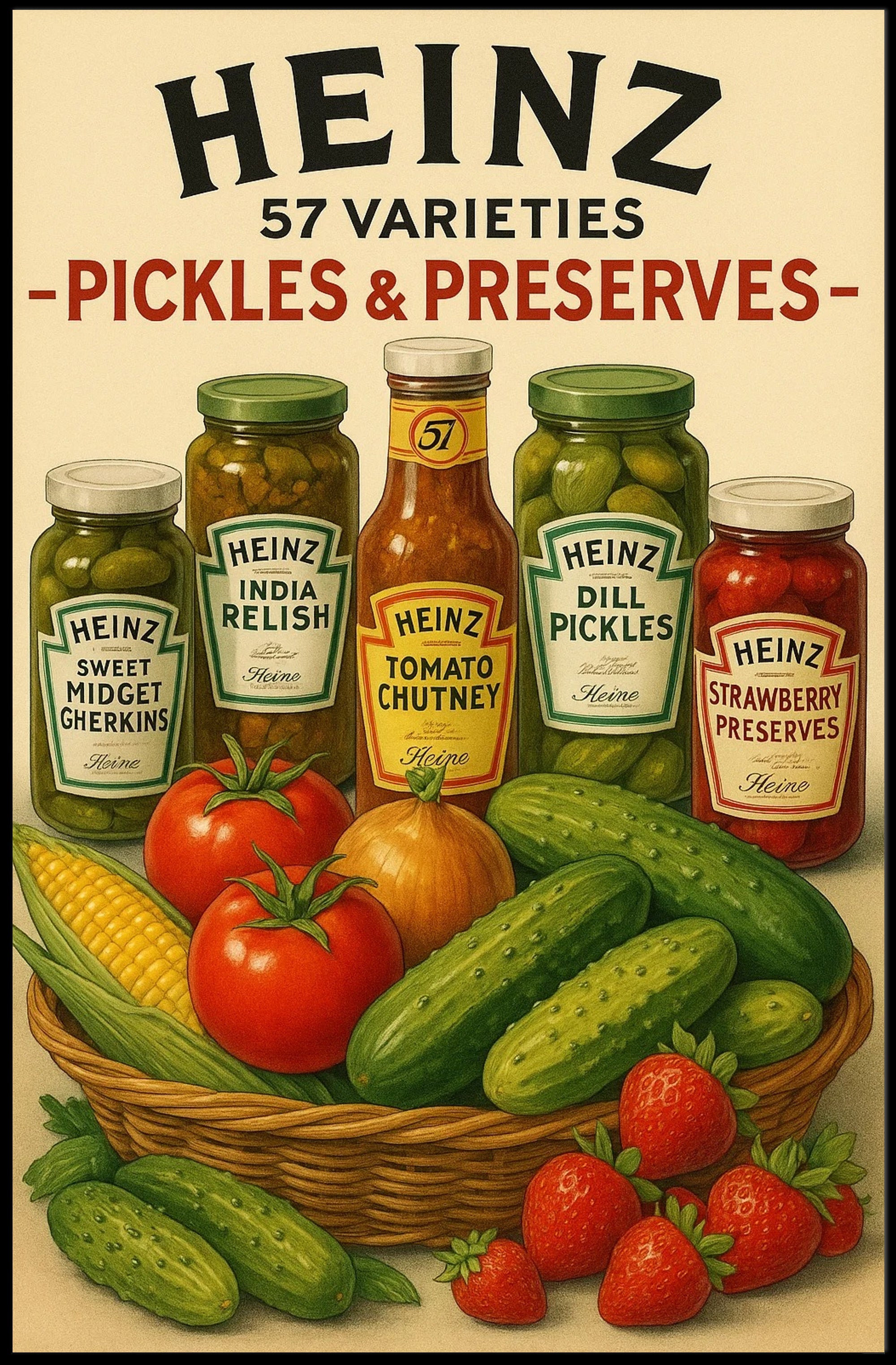 Heinz Pickles & Preserves Vintage Artistic Poster PosterGoat