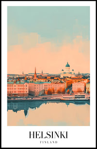 Helsinki Skyline Dreamscape at Sunrise Cityscape Poster PosterGoat