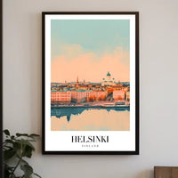 Helsinki Skyline Dreamscape at Sunrise Cityscape Poster PosterGoat