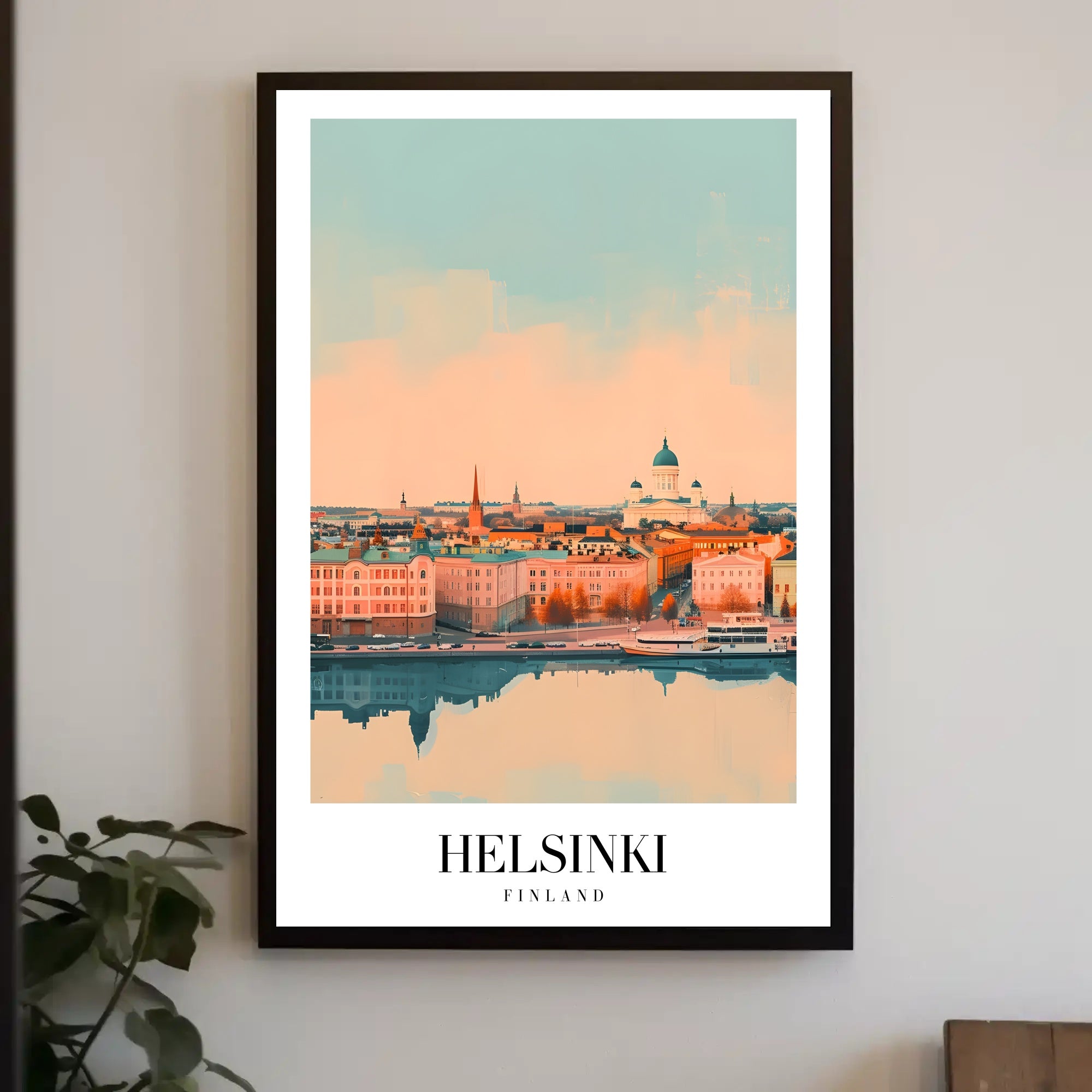 Helsinki Skyline Dreamscape at Sunrise Cityscape Poster PosterGoat