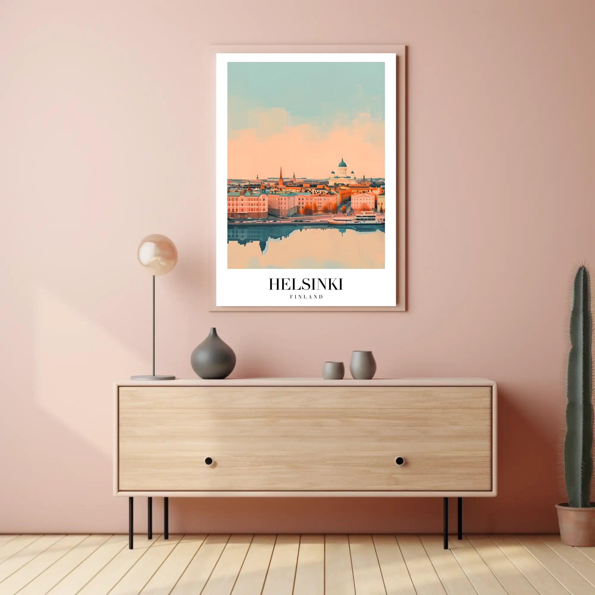 Helsinki Skyline Dreamscape at Sunrise Cityscape Poster PosterGoat