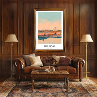 Helsinki Skyline Dreamscape at Sunrise Cityscape Poster PosterGoat