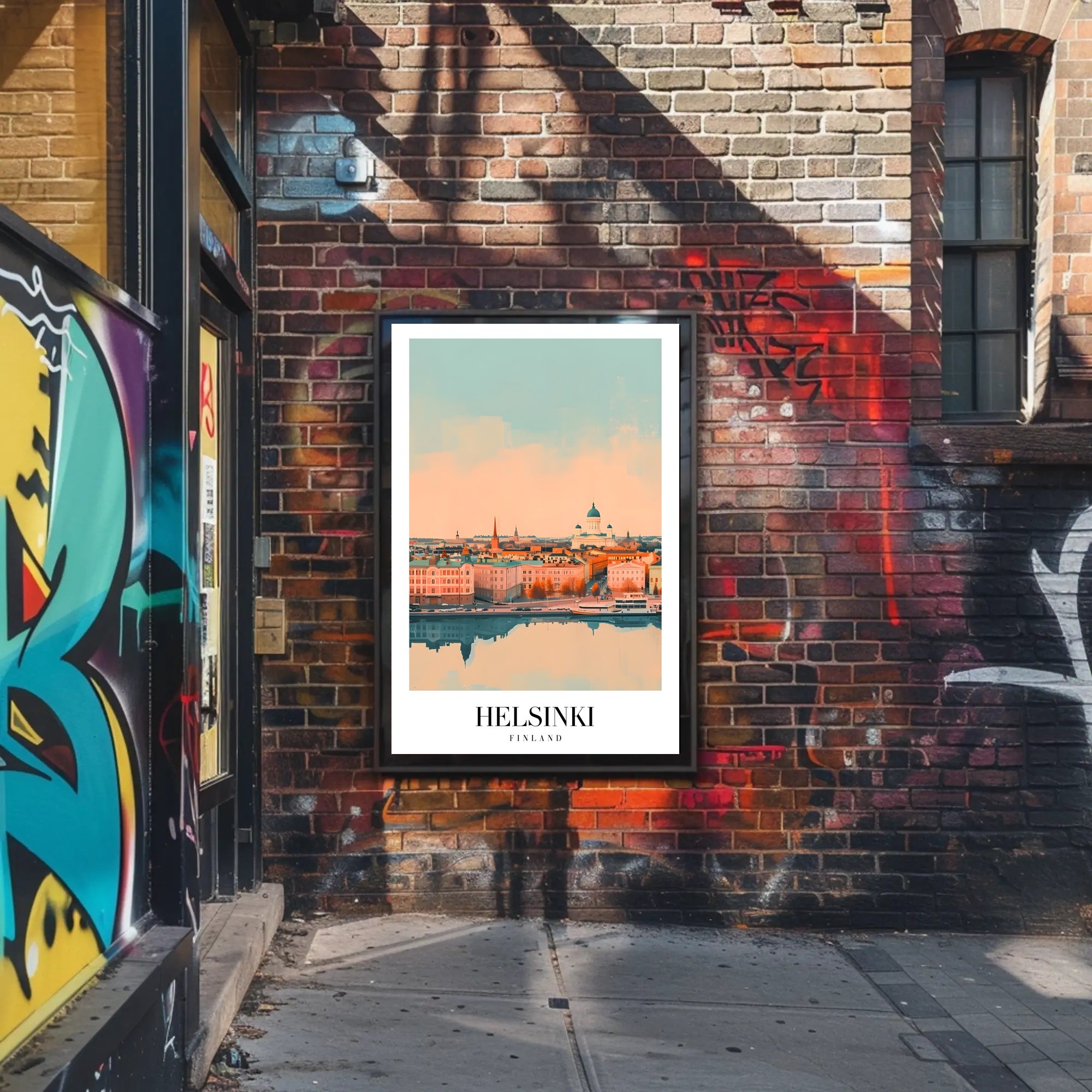 Helsinki Skyline Dreamscape at Sunrise Cityscape Poster PosterGoat