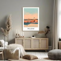 Helsinki Skyline Dreamscape at Sunrise Cityscape Poster PosterGoat