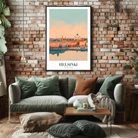 Helsinki Skyline Dreamscape at Sunrise Cityscape Poster PosterGoat