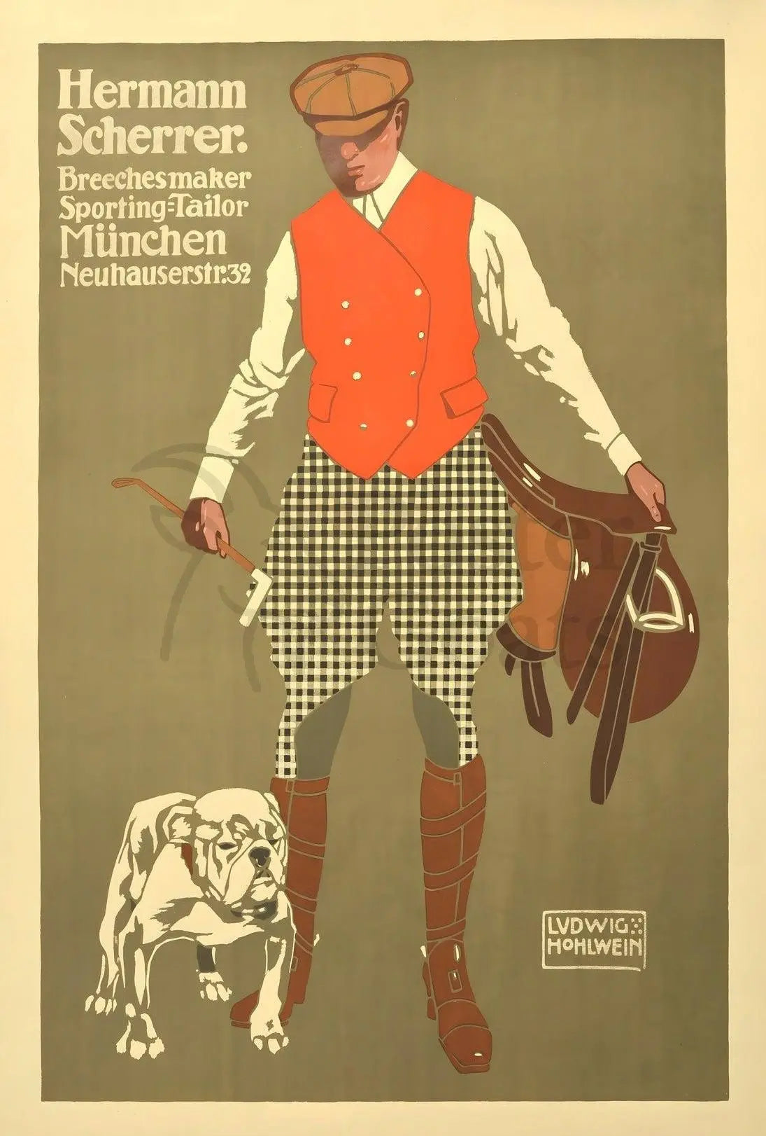 Hermann Scherrer Equestrian Fashion Sporting Tailor Advertisement Poster PosterGoat
