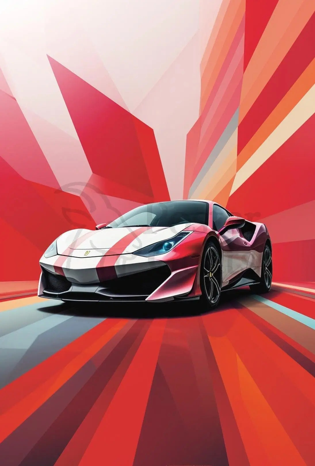 High-Performance Sports Car Abstract, Artistic Poster PosterGoat