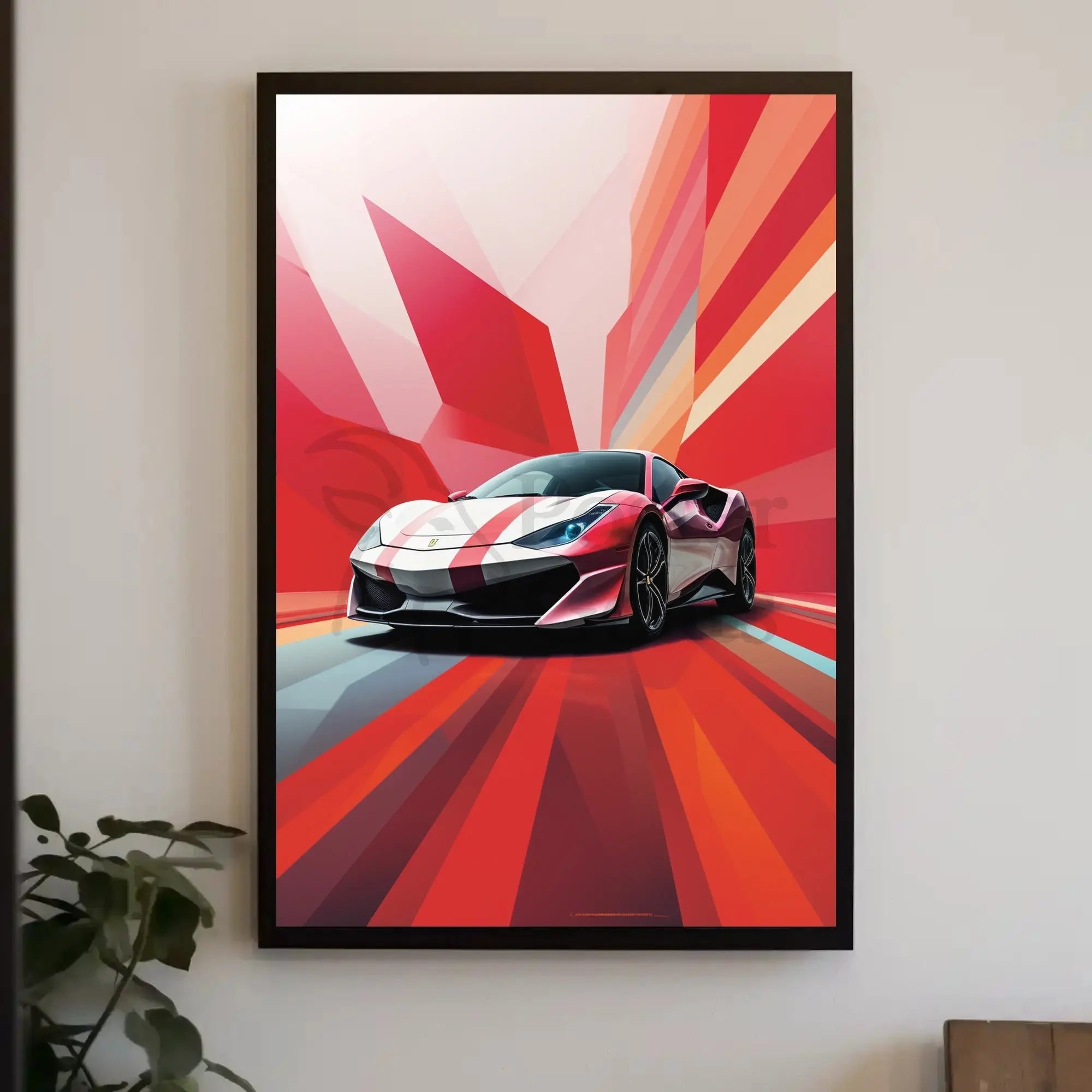 High-Performance Sports Car Abstract, Artistic Poster PosterGoat