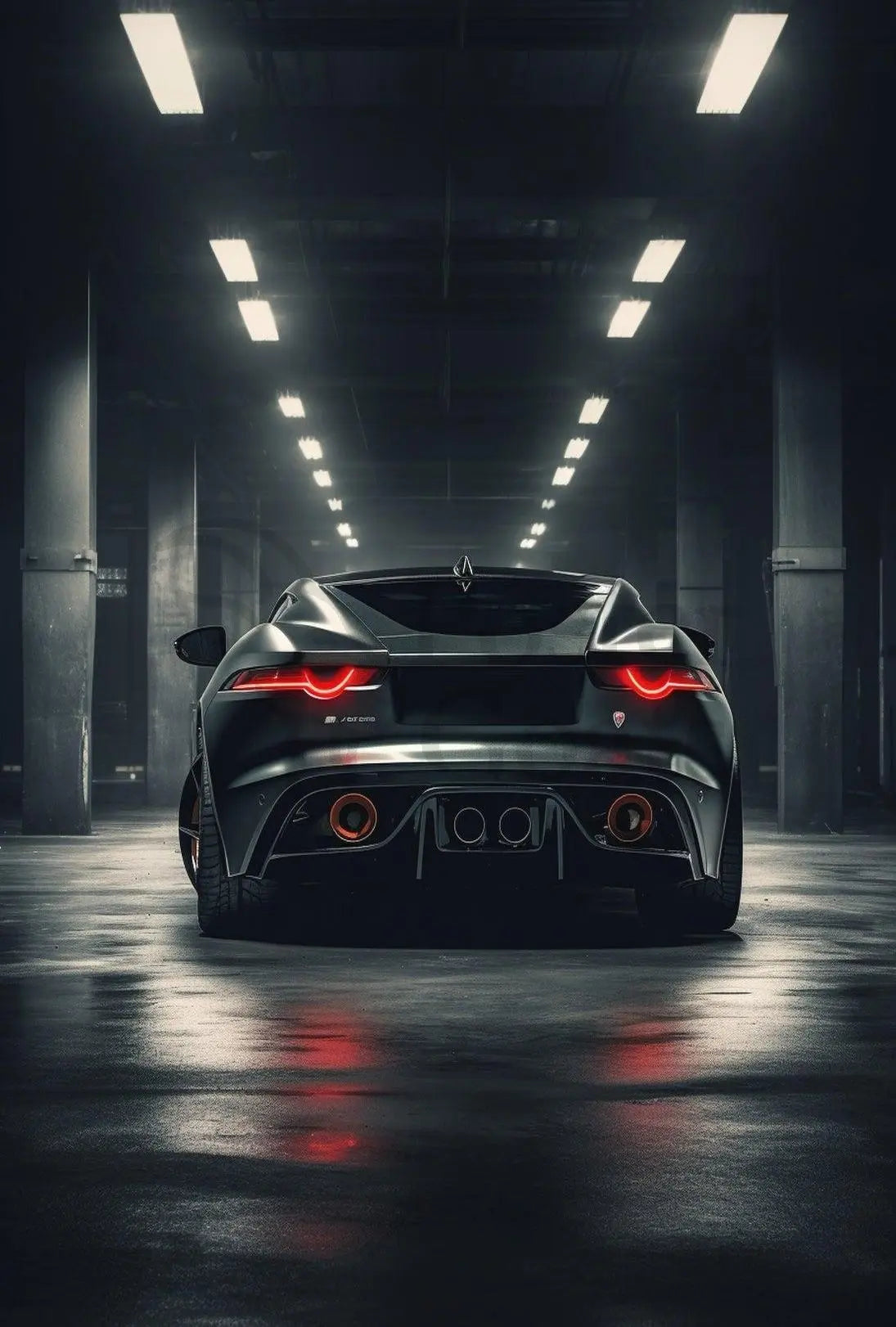 High-Performance Sports Car in Urban Garage Artistic Poster PosterGoat