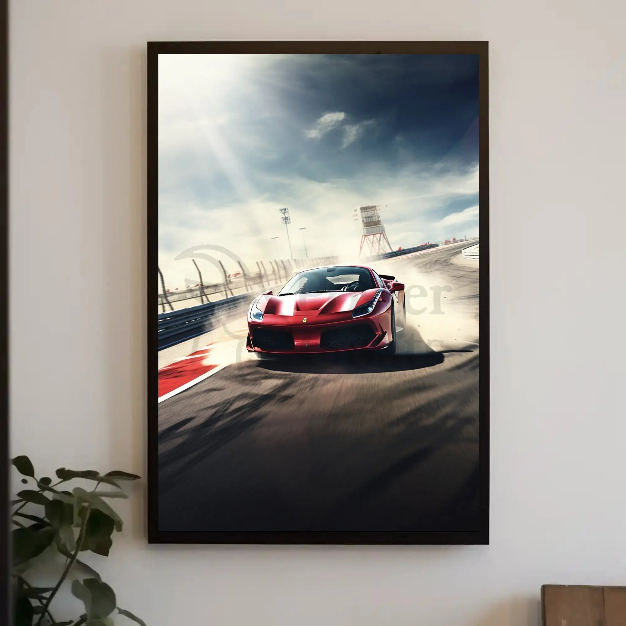 High-Speed Red Sports Car Racing Sports Poster PosterGoat