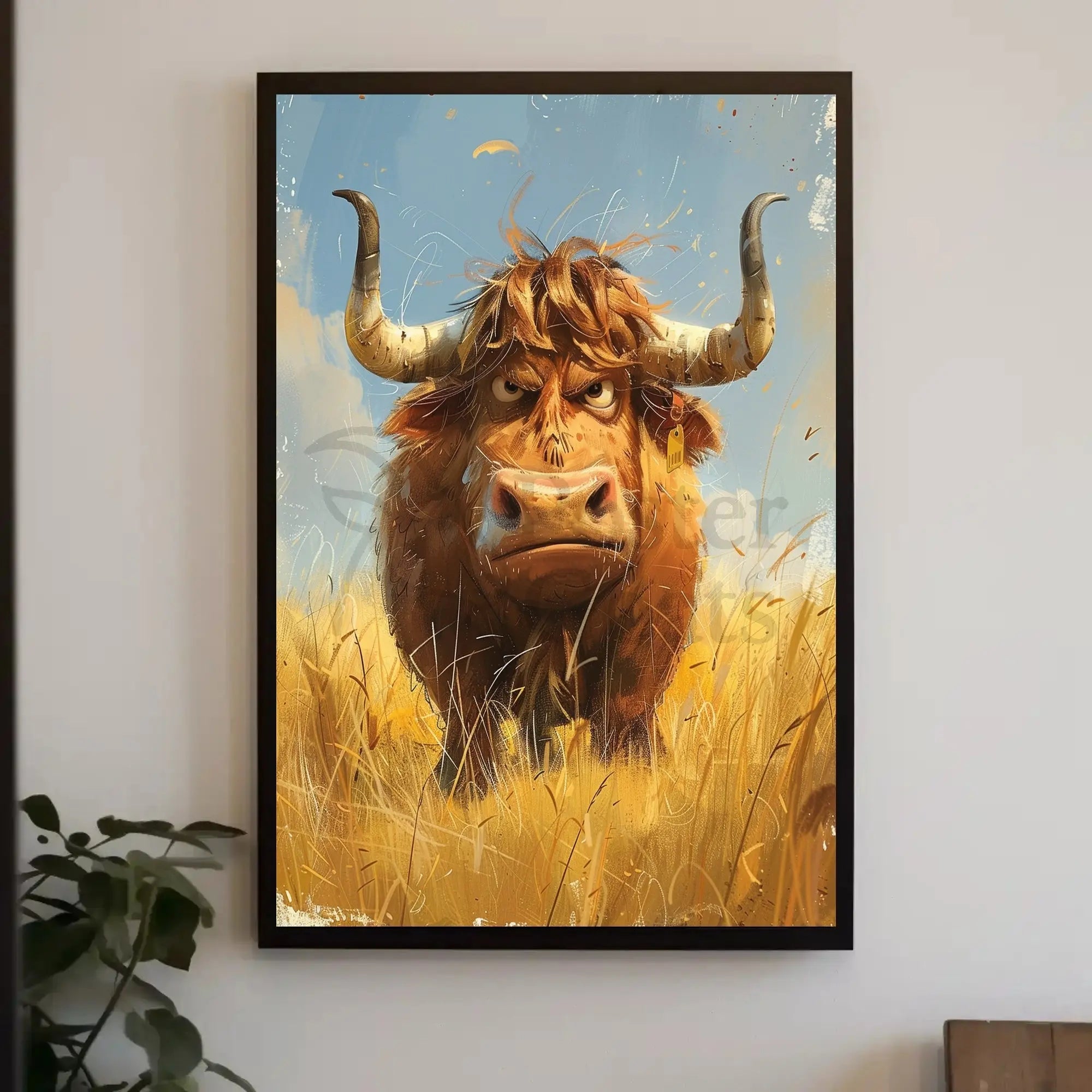 Highland Cow Artistic Print for Animal Poster PosterGoat