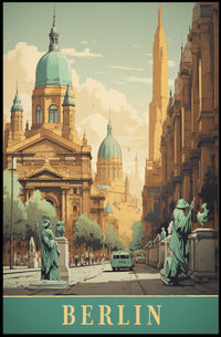 Historic Berlin Street Scene Vintage Urban or Cityscape Poster PosterGoat