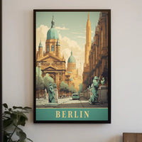 Historic Berlin Street Scene Vintage Urban or Cityscape Poster PosterGoat