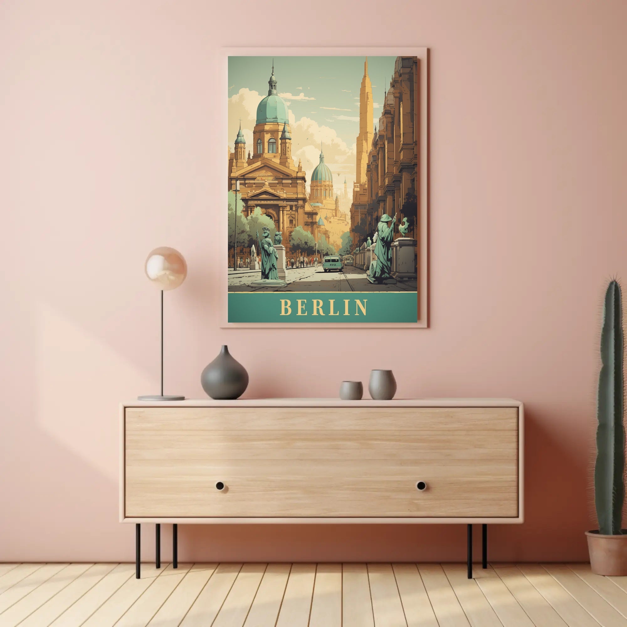 Historic Berlin Street Scene Vintage Urban or Cityscape Poster PosterGoat