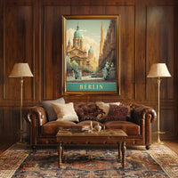 Historic Berlin Street Scene Vintage Urban or Cityscape Poster PosterGoat
