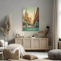 Historic Berlin Street Scene Vintage Urban or Cityscape Poster PosterGoat