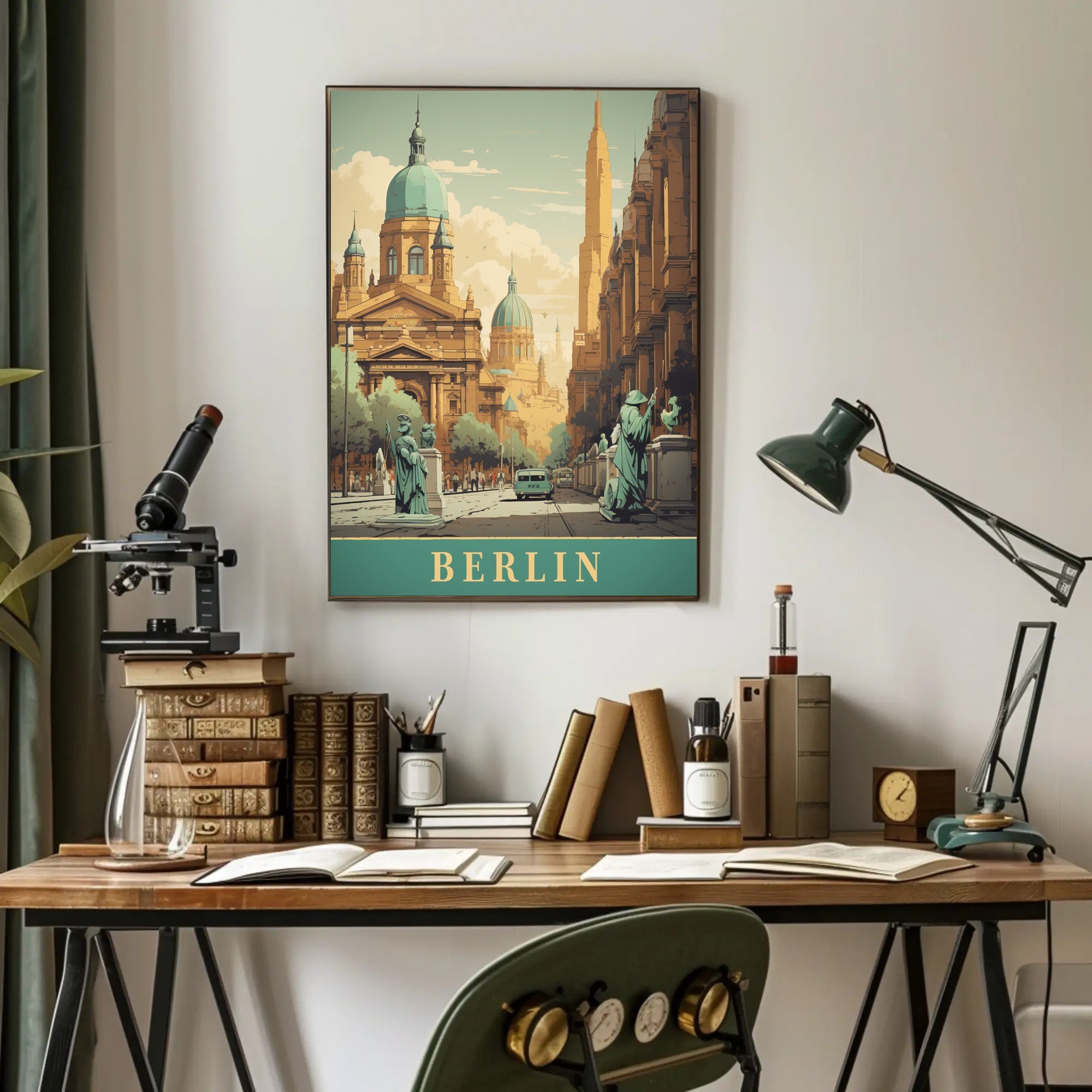 Historic Berlin Street Scene Vintage Urban or Cityscape Poster PosterGoat