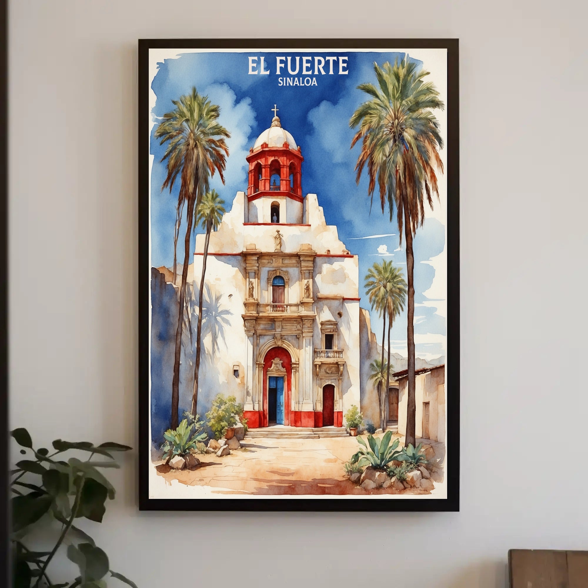 Historic El Fuerte Church Watercolor Cultural Heritage Poster PosterGoat