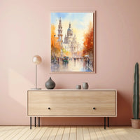 Historic European Cityscape Watercolor Autumn Travel Poster PosterGoat