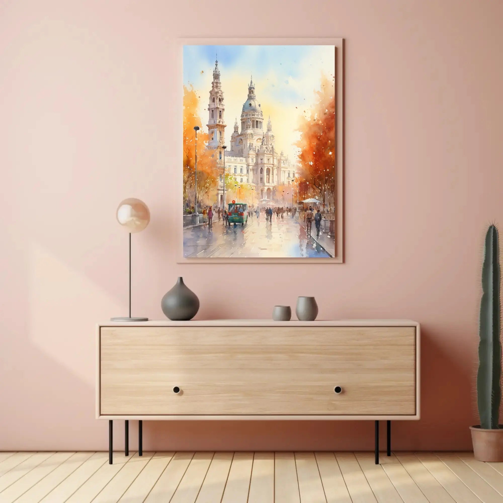 Historic European Cityscape Watercolor Autumn Travel Poster PosterGoat