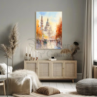 Historic European Cityscape Watercolor Autumn Travel Poster PosterGoat